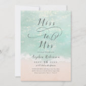 Invitation Mlle à Mme pétillante plage de mer douche nuptiale (Devant)