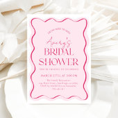 Invitation Mlle à Mme Pink Bow Wavy Fête des mariées moderne