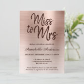 Invitation Mlle à Mme Pink Rose Rose Fête des mariées en méta (Debout devant)
