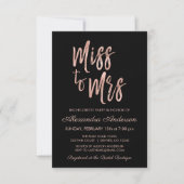 Invitation Mlle à Mme Pink Rose Rose Gold Bachelorette Party (Devant)