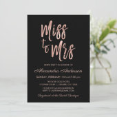 Invitation Mlle à Mme Pink Rose Rose Gold Hen's Party (Debout devant)