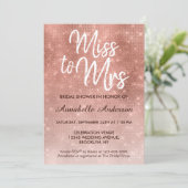Invitation Mlle à Mme Pink Rose Rose Gold Shimmer Fête des ma (Debout devant)