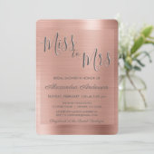 Invitation Mlle à Mme Rose Gold | Fête des mariées rose pâle (Debout devant)