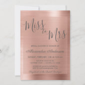 Invitation Mlle à Mme Rose Gold | Fête des mariées rose pâle (Devant)