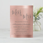 Invitation Mlle à Mme Rose Gold | Fête des mariées rose pâle (Debout devant)