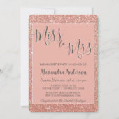 Invitation Mlle à Mme Rose Gold Parties scintillant Bachelore (Devant)