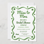 Invitation Mlle à Mme Wavy Lucky Fête des mariées verte (Devant)