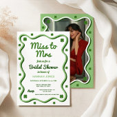 Invitation Mlle à Mme Wavy Lucky Fête des mariées verte