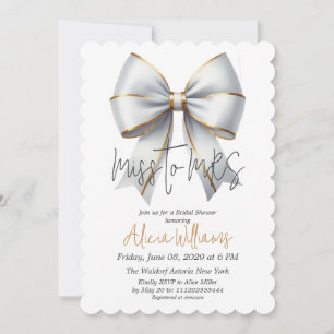 Invitation Mlle à MRS Gold White Bow Fête des mariées