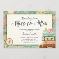 Mlle nuptiale d'invitation de douche de voyage à