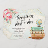 Invitation Mlle nuptiale orientée de douche de voyage à Mme (Devant / Derrière)