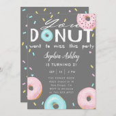 Invitation Mlle This Party Birthday de beignet (Devant / Derrière)