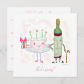 Invitation mme cake et m. bubbly sortent (Devant / Derrière)