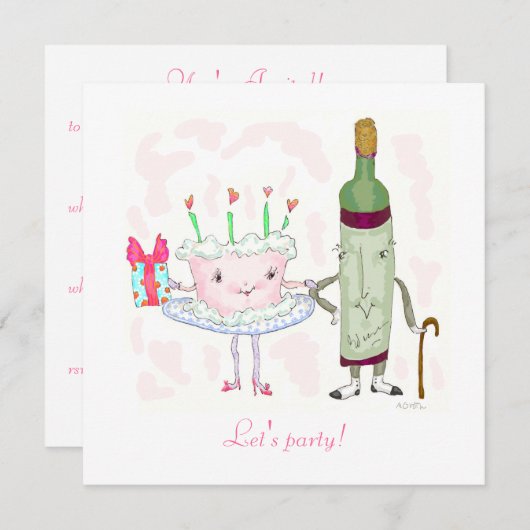 Invitation mme cake et m. bubbly sortent (Devant / Derrière)