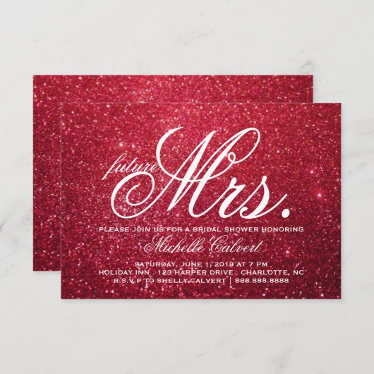 Invitation - Mme d'avenir de Fête de la mariée de (Devant / Derrière)