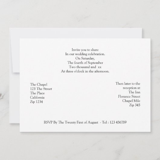 Invitation Mme et Mme Elegant Robe de Mariage et Fleur (Dos)