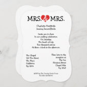 Invitation Mme et Mme Love Heart Mariage lesbienne (Devant / Derrière)