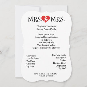 Invitation Mme et Mme Love Heart Mariage lesbienne