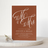 Invitation Mme & Mme Rustic Script Terracotta QR Code Mariage