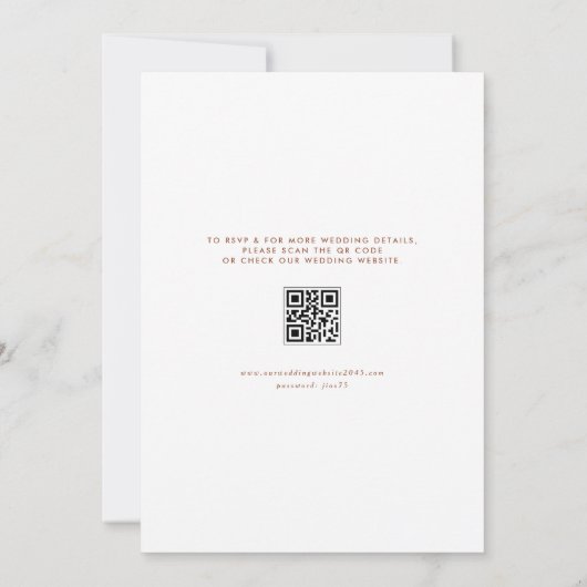 Invitation Mme & Mme Rustic Script Terracotta QR Code Mariage (Dos)