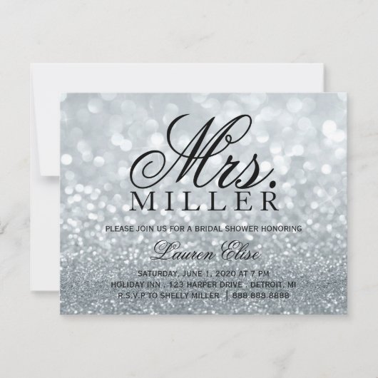 Invitation - Mme ouvrière Fête de la mariée 2 Silv (Devant)