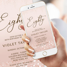 Invitation mobile d'anniversaire 80 ans paillettes