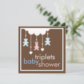 Invitation mobile de baby shower de triplets doux (Debout devant)