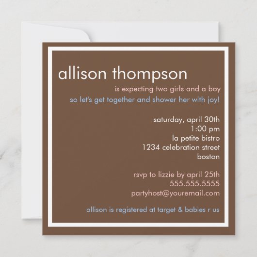 Invitation mobile de baby shower de triplets doux (Dos)