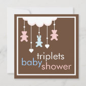 Invitation mobile de baby shower de triplets doux (Devant)