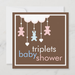 Invitation mobile de baby shower de triplets doux