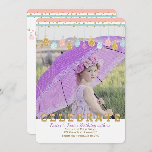 Invitation mobile de photo de Pâques (Devant / Derrière)