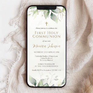 Invitation mobile de première communion aquarelle 