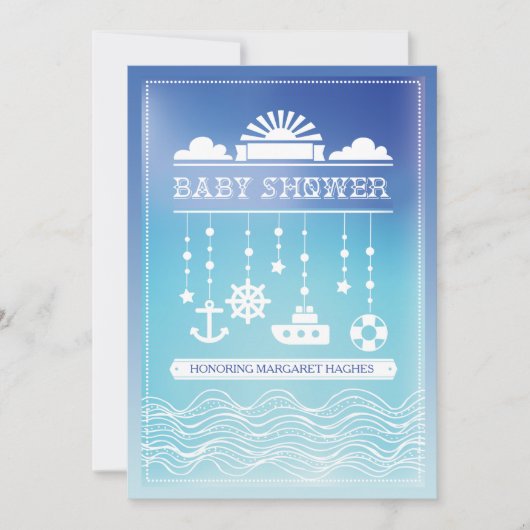 Invitation mobile nautique de baby shower (Devant)