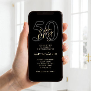Invitation mobile pour 50e anniversaire en noir et