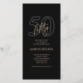 Invitation mobile pour 50e anniversaire en noir et (Devant)