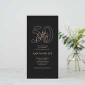 Invitation mobile pour 50e anniversaire en noir et (Debout devant)