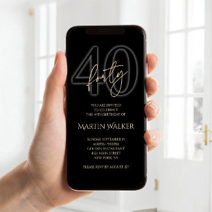 Invitation Mobile pour les 40 ans de Modern Black