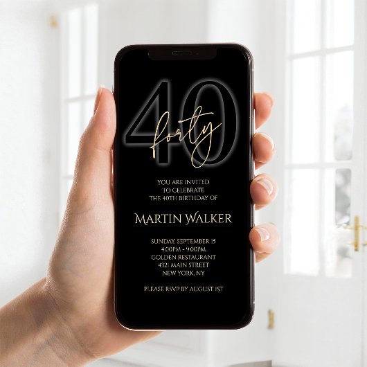 Invitation Mobile pour les 40 ans de Modern Black 
