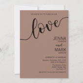 Invitation Mocha Black Love Script Minimalist Wedding (Devant)