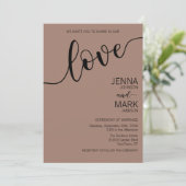 Invitation Mocha Black Love Script Minimalist Wedding (Debout devant)