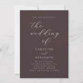 Invitation Mocha Brown Minimalist Script Elegant Fall Wedding (Devant)