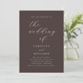 Invitation Mocha Brown Minimalist Script Elegant Fall Wedding (Debout devant)