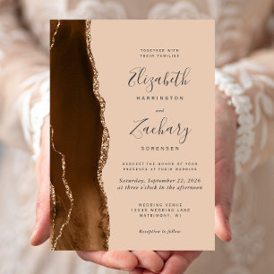 Invitation Mocha Brown Or Agate Tan Mariage