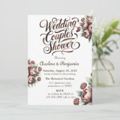 Invitation Mocha Brown peint Peony Mariage Couples douche (Debout devant)