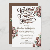Invitation Mocha Brown peint Peony Mariage Couples douche (Devant / Derrière)