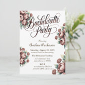 Invitation Mocha Brown Peony Bachelorette Party (Debout devant)