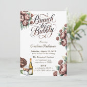 Invitation Mocha Brown Peony Brunch et Bubbly (Debout devant)