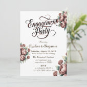 Invitation Mocha Brown Peony Engagement Party (Debout devant)