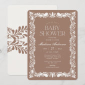 Invitation Mocha Brown Talavera Carrelage Baby shower Fiesta (Devant / Derrière)