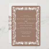 Invitation Mocha Brown Talavera Carrelage Fiesta Mariage (Devant / Derrière)